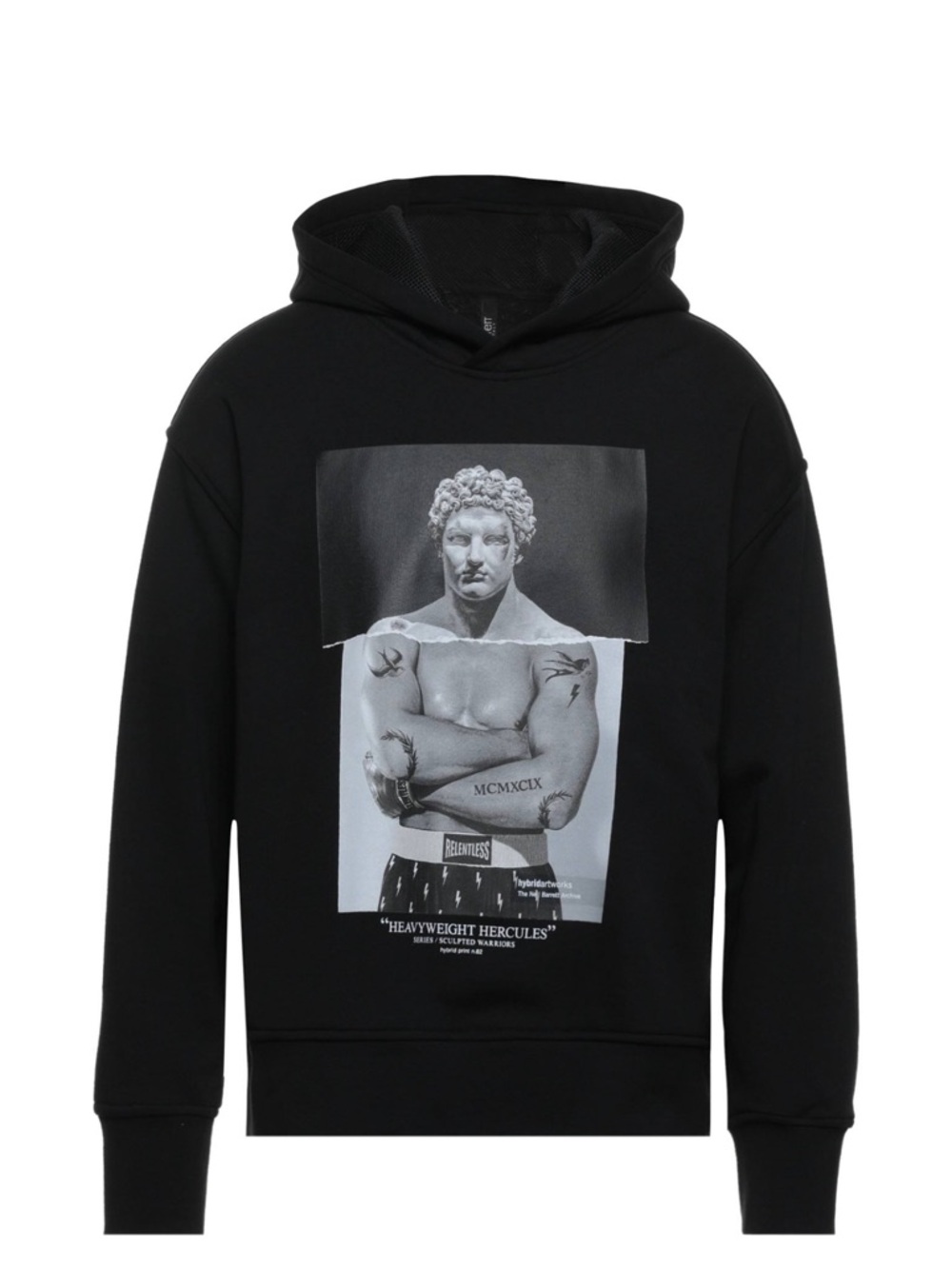 Neil Barrett Black Graphic Hoodie with Classical Statue Print